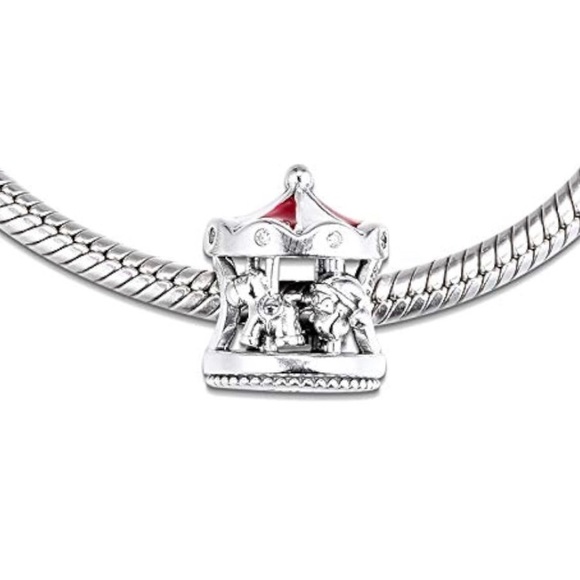 Snowman and Christmas Hat Sterling Silver Charm Sparkling Christmas Tree Dangle - Picture 2 of 2